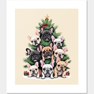 French Bulldog Christmas tree, french bulldog lovers gifts and Merry Christmas Posters and Art